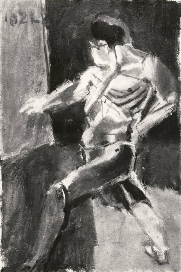 Rudolf Hocke, Figura II, z cyklu dramatické figury, 1984, olej, lepenka